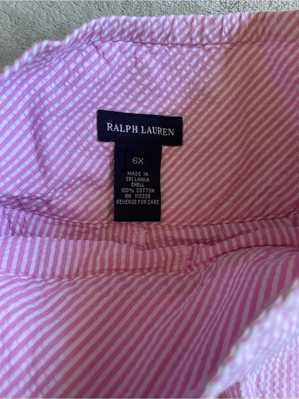 Ralph Lauren Girls Pink and White Striped Cotton Skirt 6X